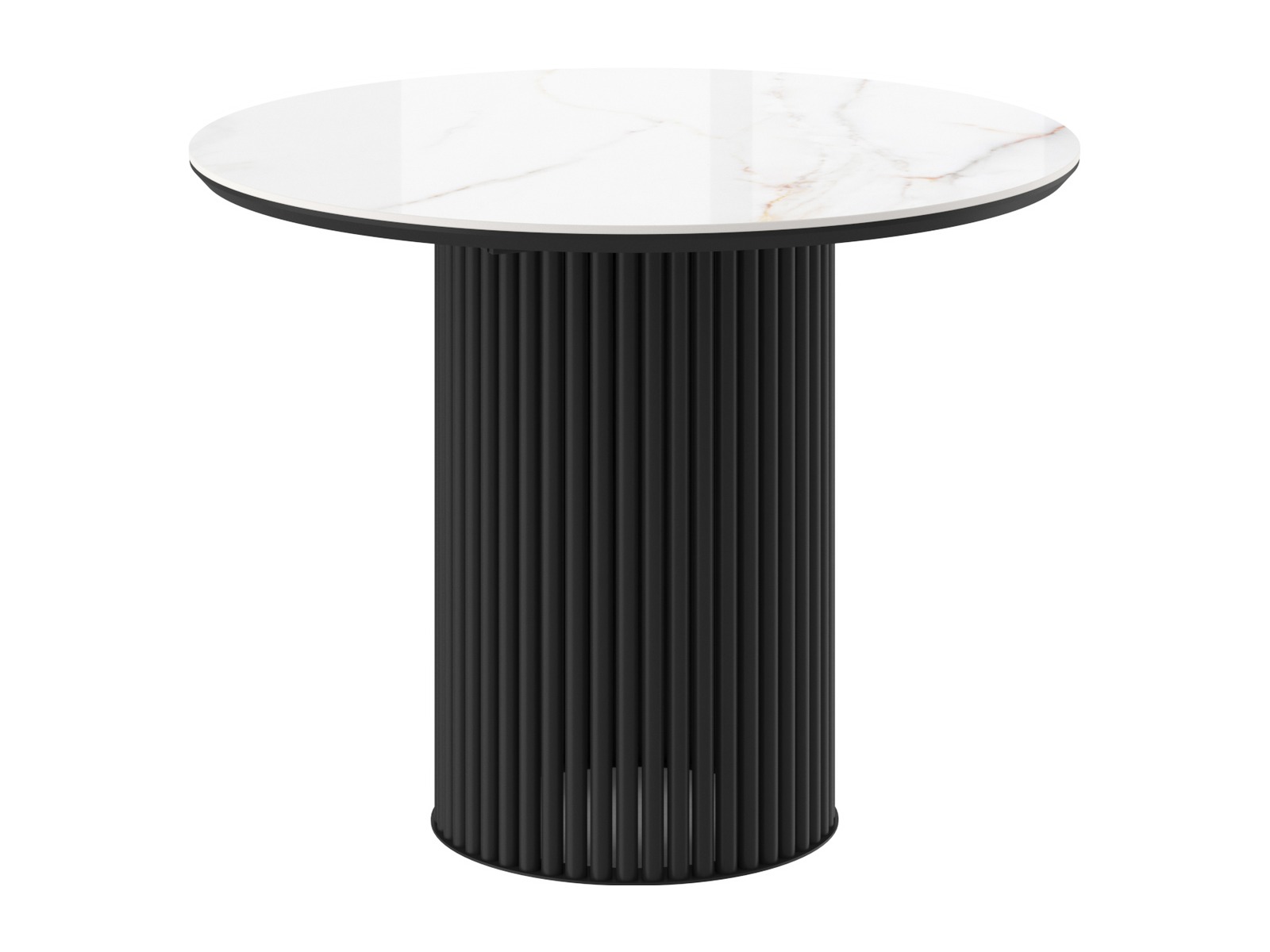Стол ASKAR ROUND 100 BELDIA BIANCO GLOSS PREMIUM CER/BK