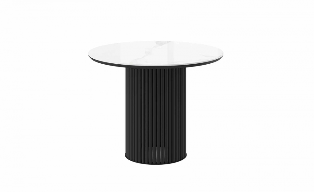 Стол ASKAR ROUND 100 PATAGONOA BIANCO GLOSS PREMIUM CER/BK