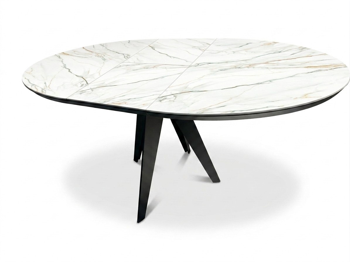 Стол OSCAR 130 Bianco Gold Ceramic/BK