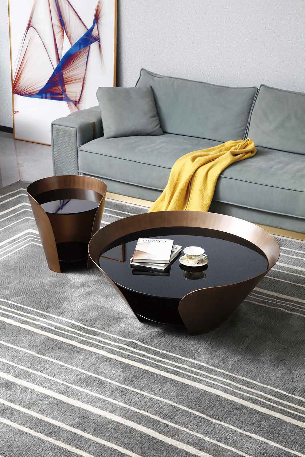 Стол кофейный LA ROSA MIN 60 BLACK GLASS/BR
