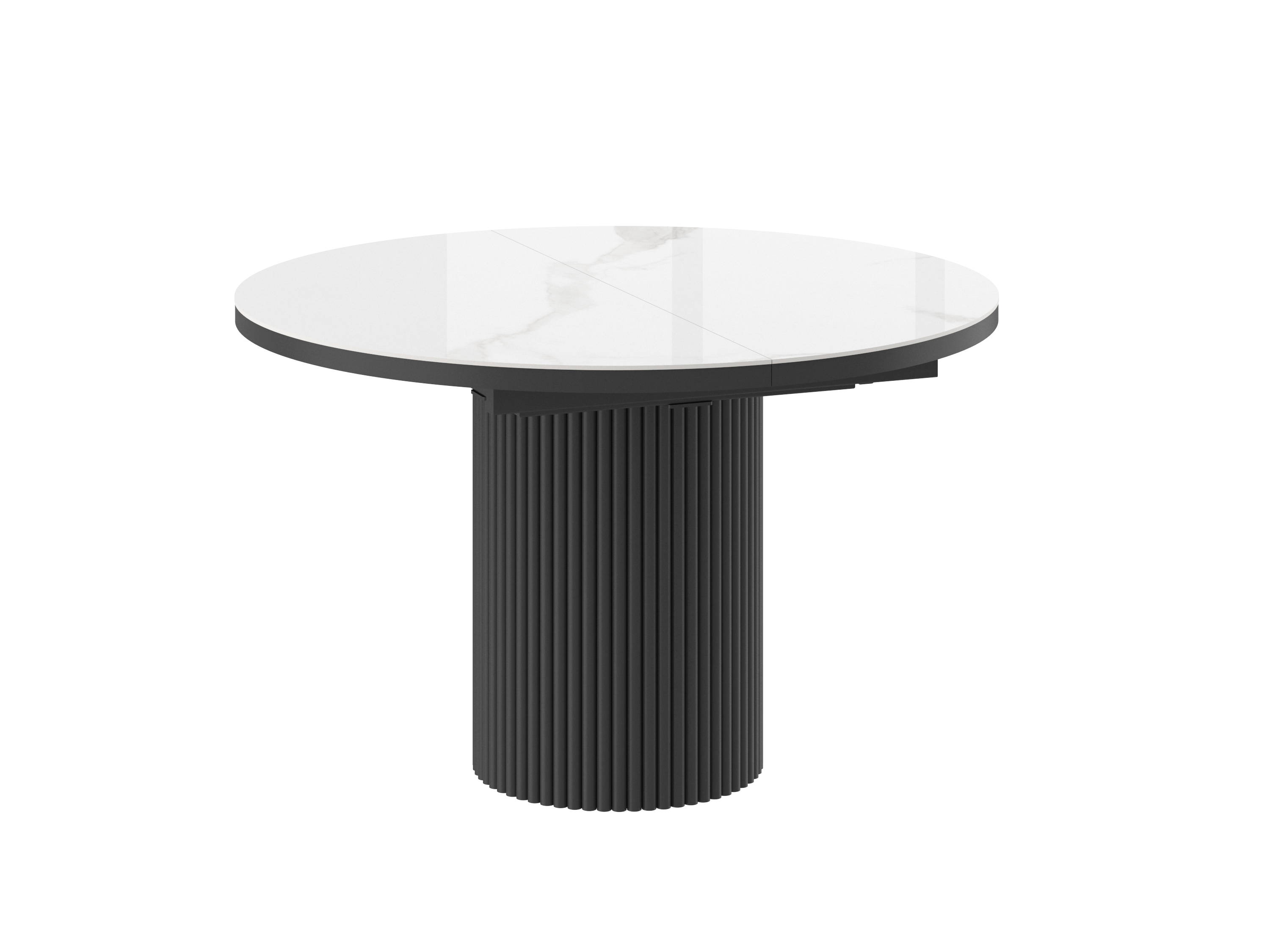 Стол ASKAR ROUND 116 PATAGONOA BIANCO GLOSS PREMIUM CER/BK