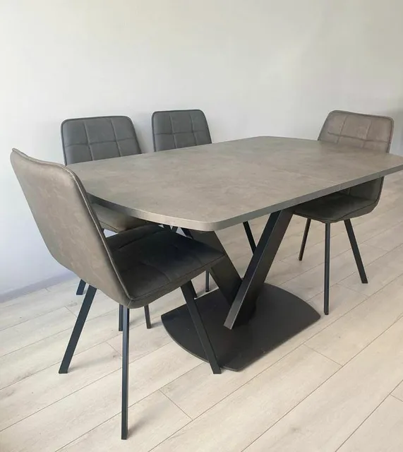Стол ANTON 140 ДЫМЧАТАЯ КЕРАМИКА/BK — ROOMS Актобе