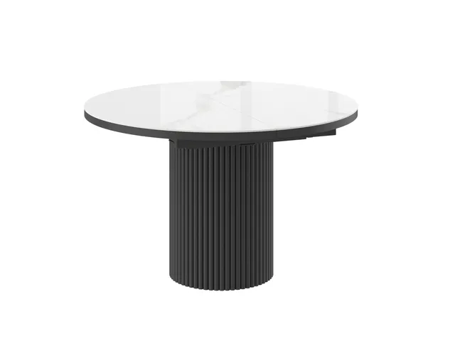 Стол ASKAR ROUND 116 PATAGONOA BIANCO GLOSS PREMIUM CER/BK — ROOMS Актобе