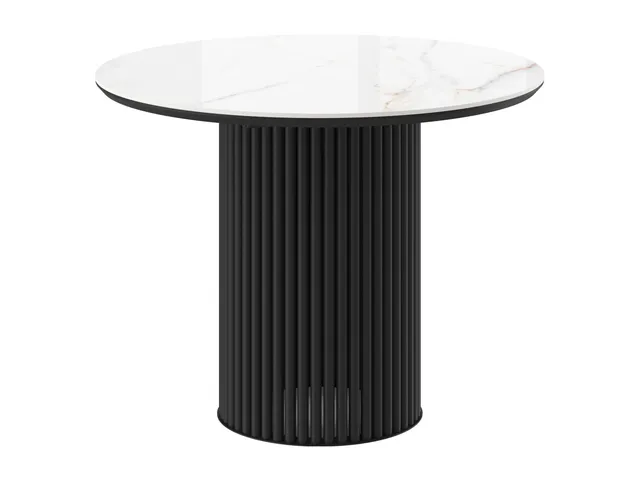 Стол ASKAR ROUND 100 BELDIA BIANCO GLOSS PREMIUM CER/BK — ROOMS Актобе